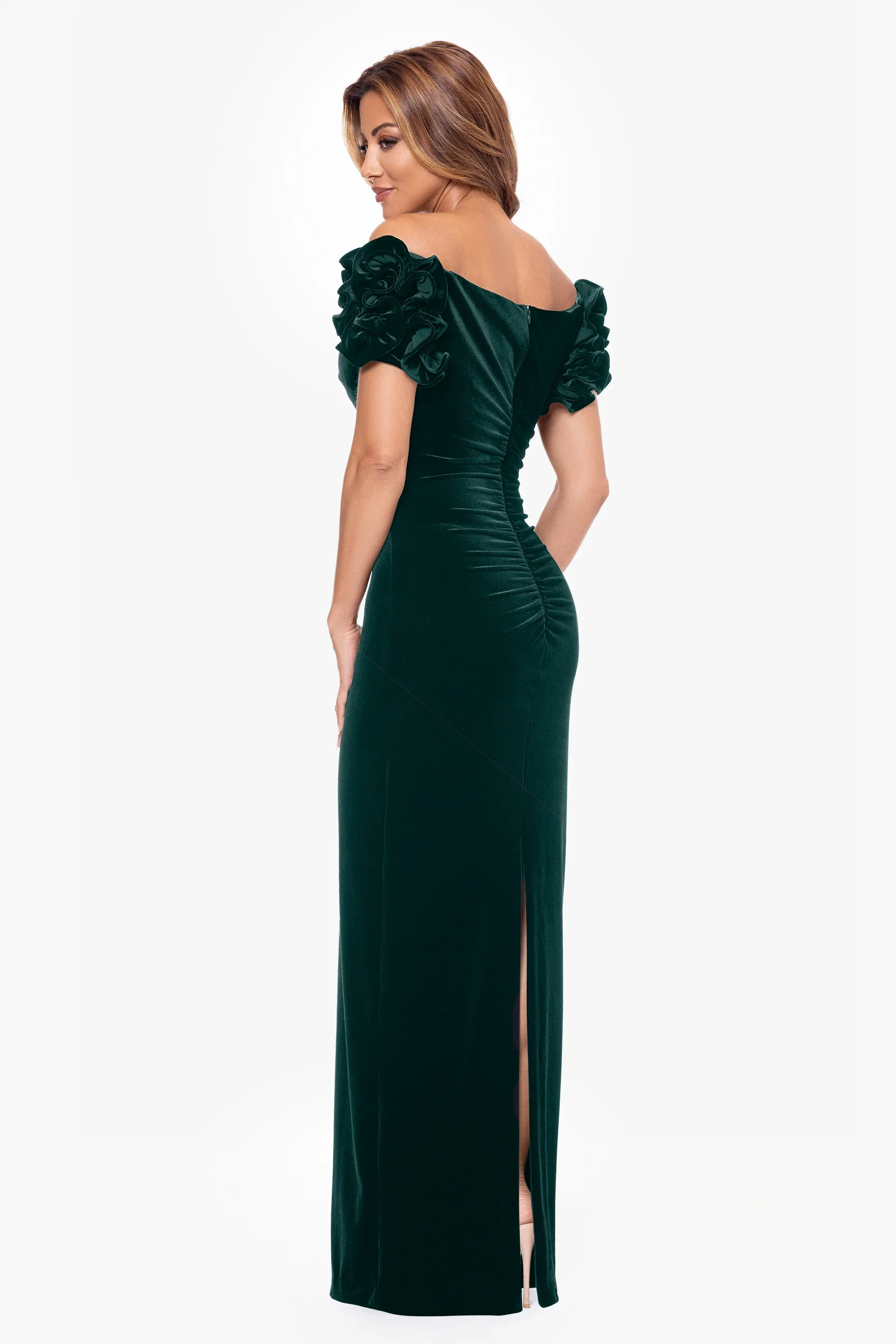 Xscape Evenings "Rosie" Off the Shoulder Velvet Evening Gown 6408X - Image 2